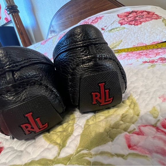 Ralph Lauren Black Pebbled Leather Loafers Shoes - Picture 9 of 12